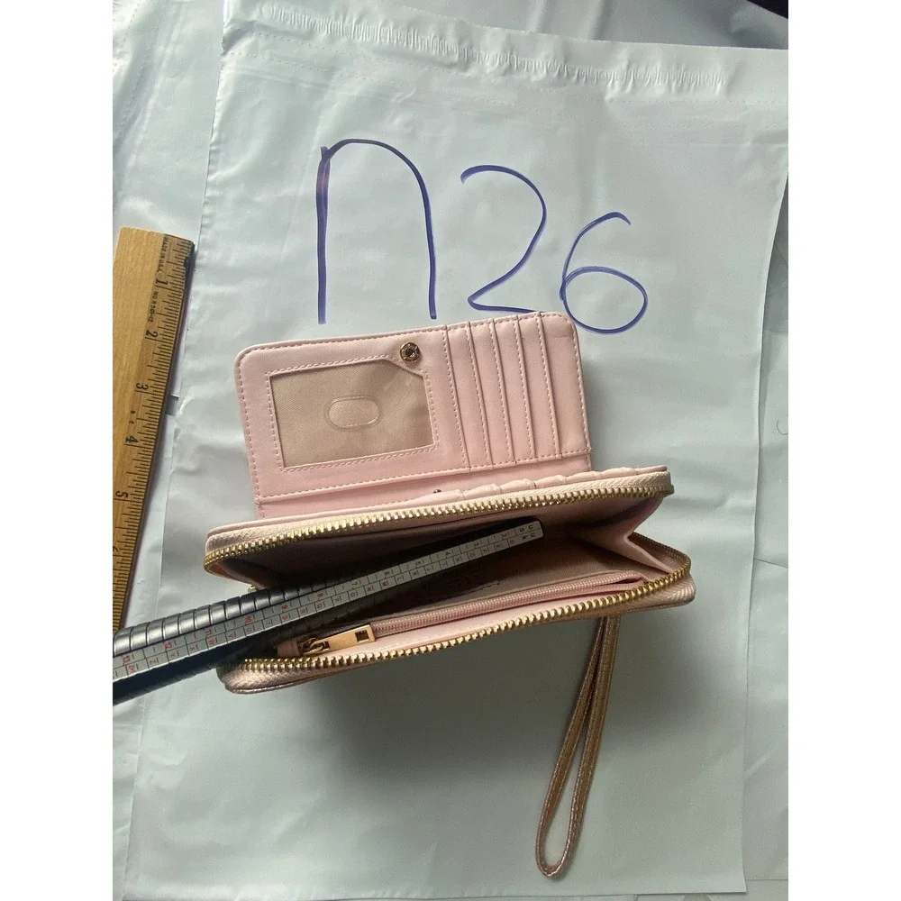 Rose‎ Gold Glitter Wristlet Wallet Clutch Zip Around